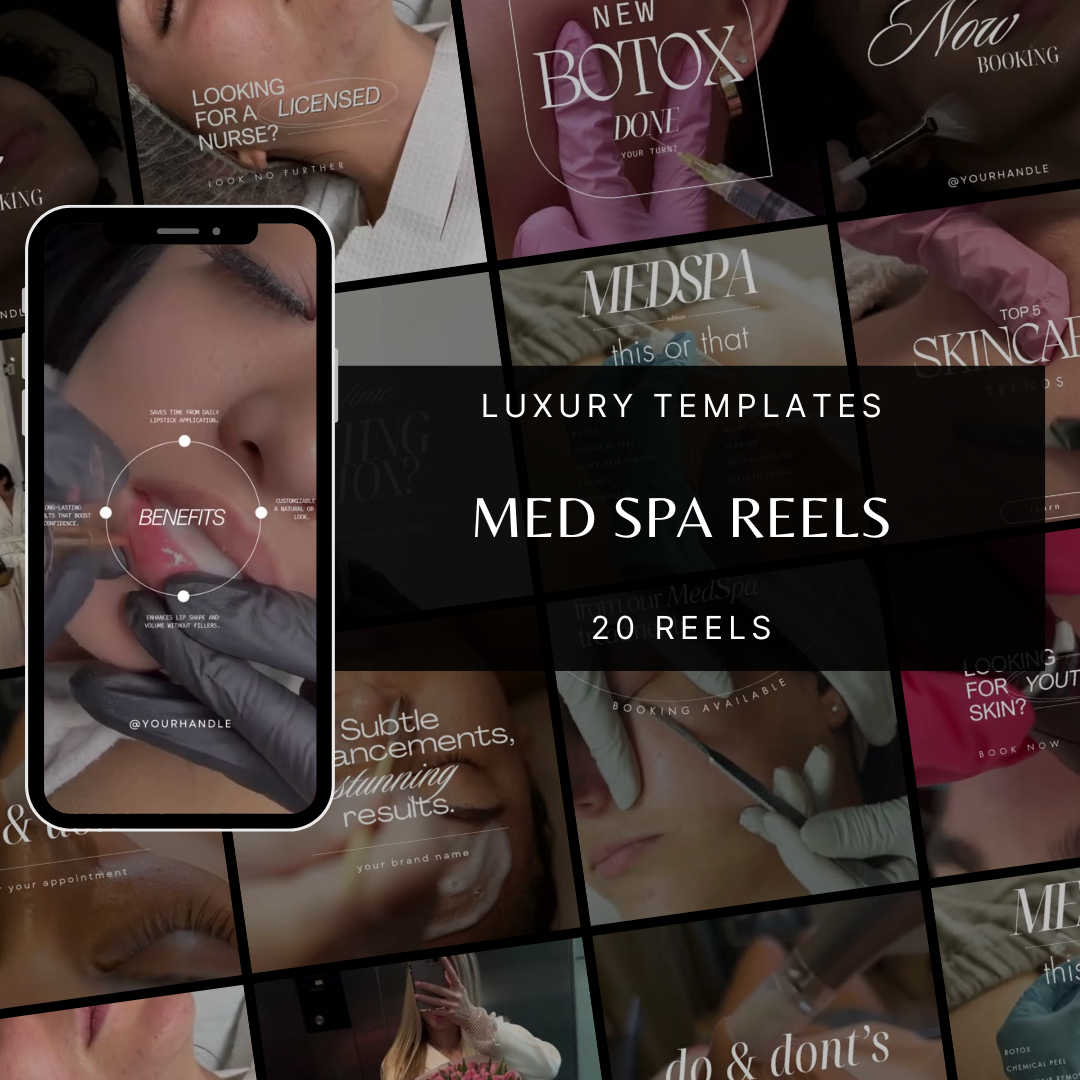 20 MedSpa Instagram Reel Templates – Skincare, Botox, Hydrafacial & Aesthetic Marketing