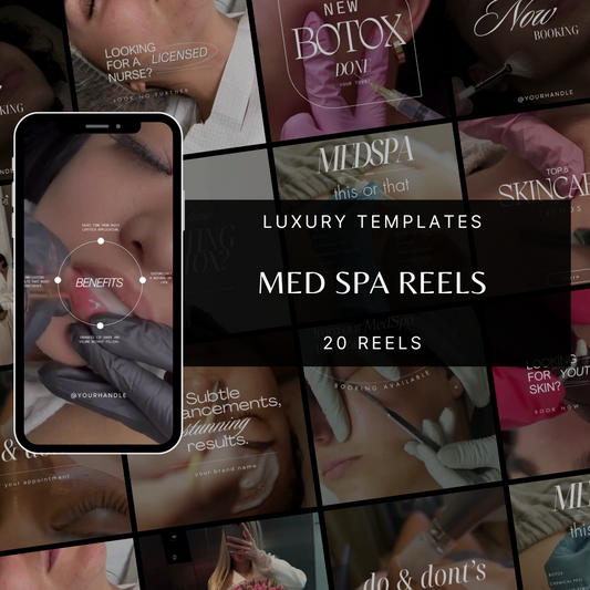 20 MedSpa Instagram Reel Templates – Skincare, Botox, Hydrafacial & Aesthetic Marketing