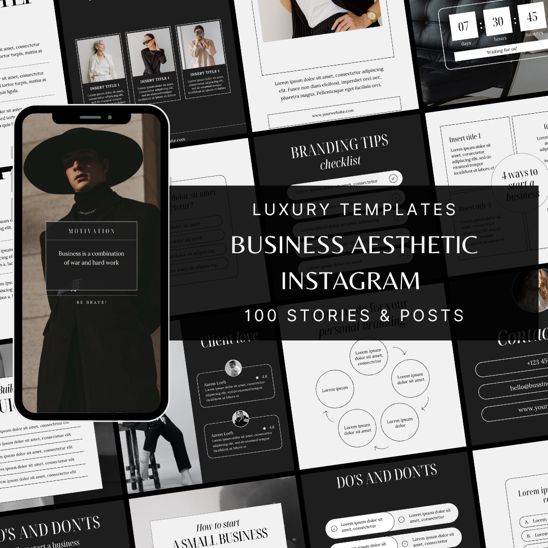 100 Instagram Templates – Business Aesthetic (Stories + Posts)