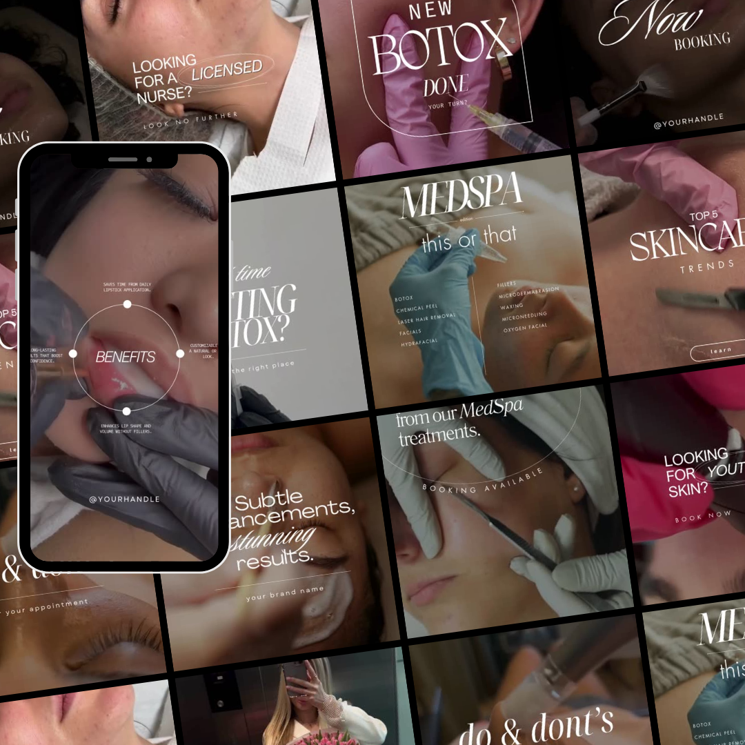 20 MedSpa Instagram Reel Templates – Skincare, Botox, Hydrafacial & Aesthetic Marketing