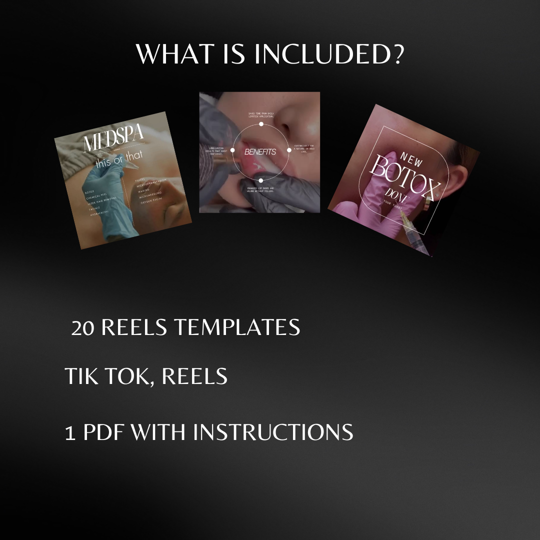 20 MedSpa Instagram Reel Templates – Skincare, Botox, Hydrafacial & Aesthetic Marketing