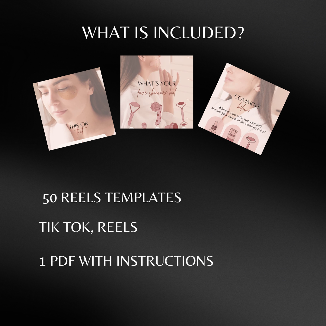 50 Skincare Video Reel Templates β Ready-to-Post Esthetician & MedSpa Reels (Canva Editable)