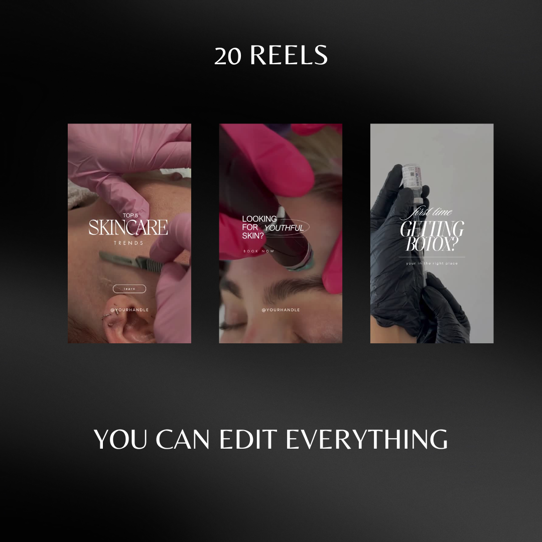 20 MedSpa Instagram Reel Templates – Skincare, Botox, Hydrafacial & Aesthetic Marketing