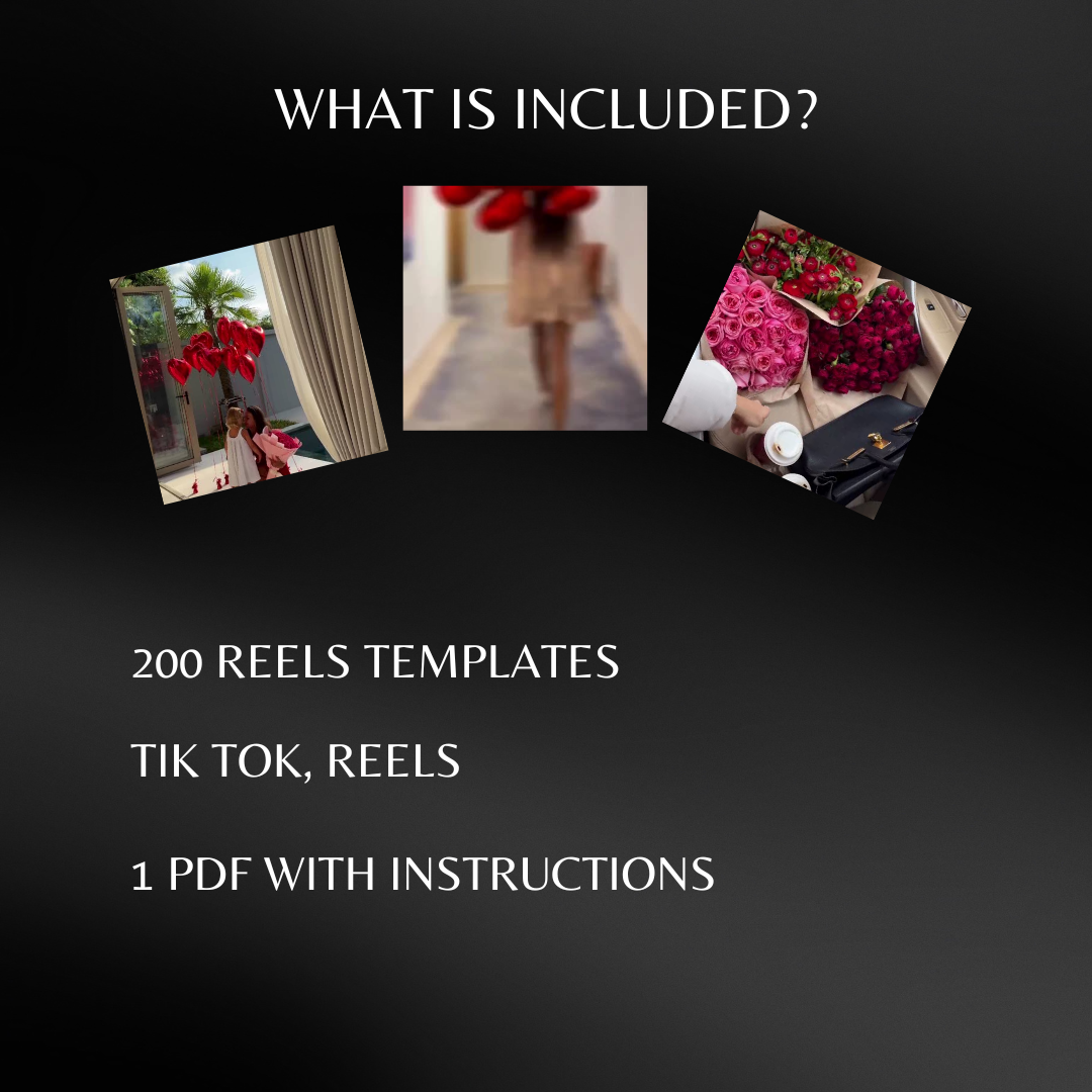 Valentines Day Video 200 Reels Luxury Instagram Tiktok Video Bundle Reel Template Editable Canva Reel Faceless Digital Marketing