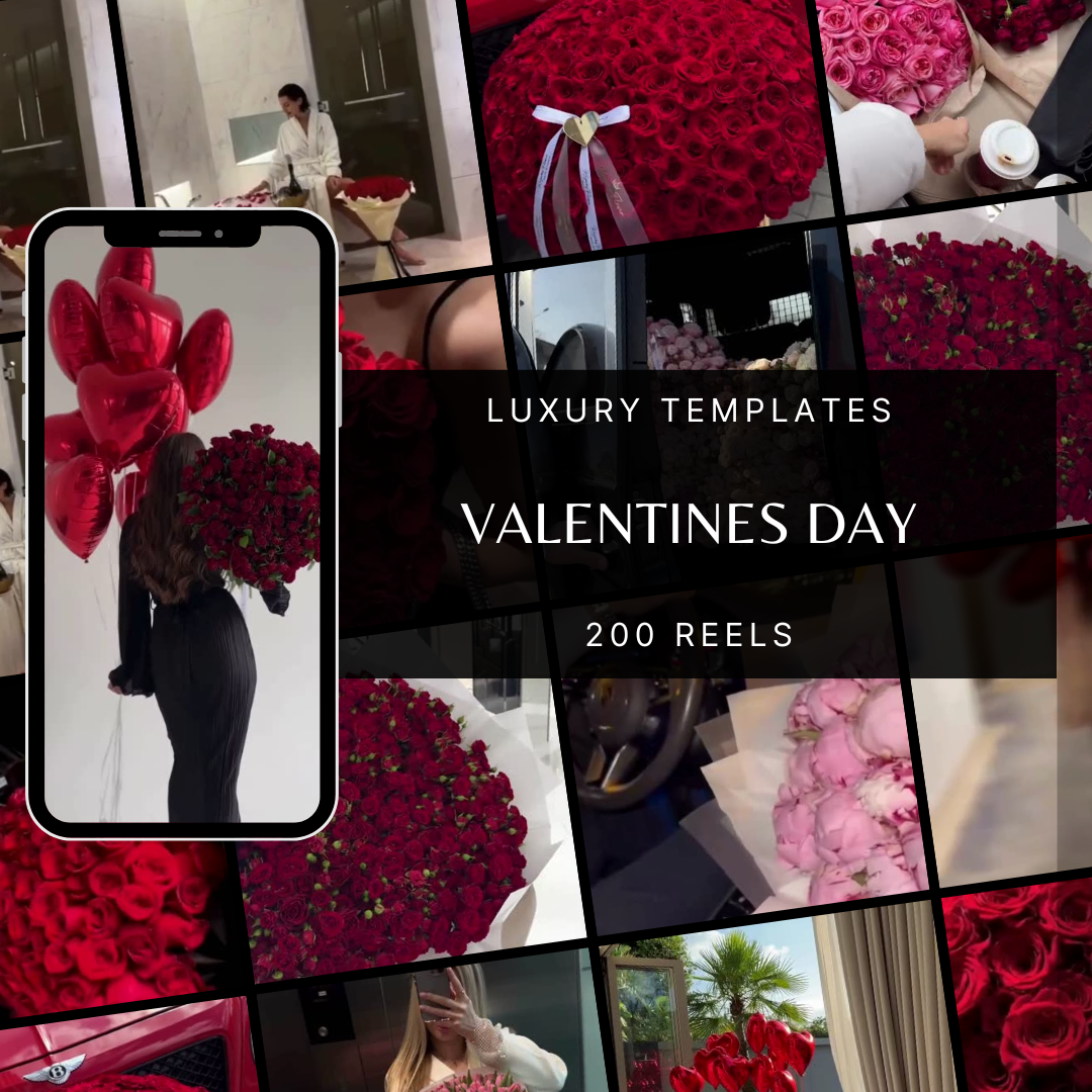 Valentines Day Video 200 Reels Luxury Instagram Tiktok Video Bundle Reel Template Editable Canva Reel Faceless Digital Marketing