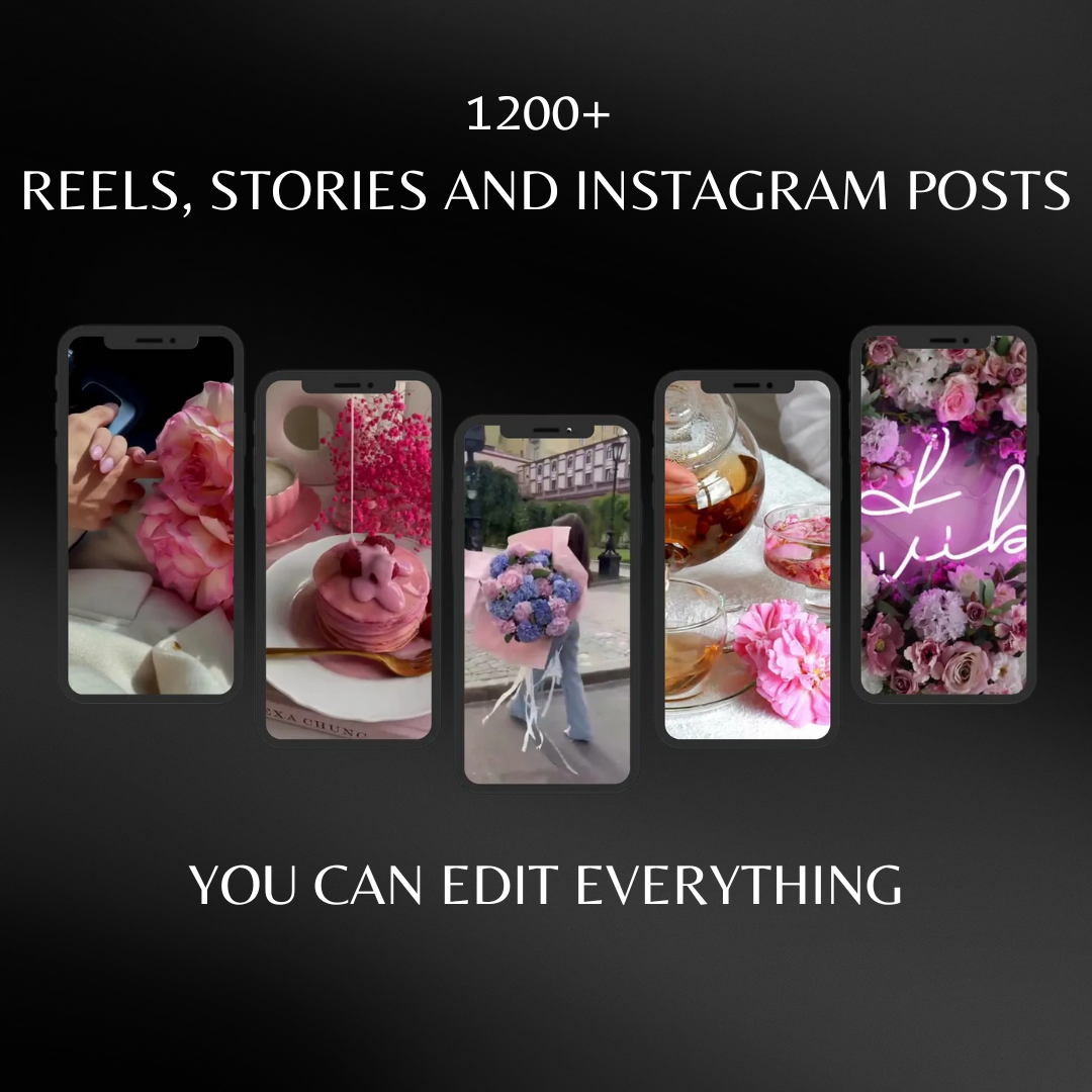 1200+ Pink Aesthetic Faceless Reels, Stories & Posts β Canva Editable Templates